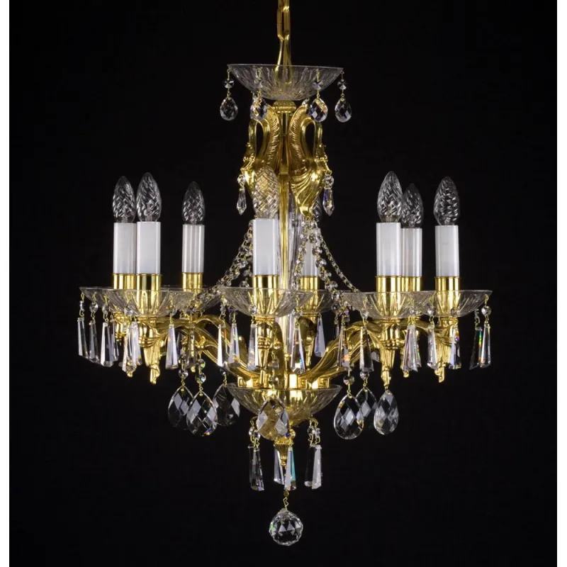 Candelabru Alama, Cristale, Bohemia, E14, L301068CE, Crystal