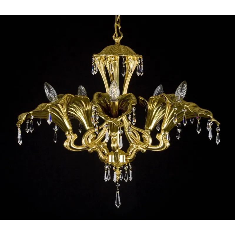 Candelabru Alama, Cristale, Bohemia, E14, L301069CE, Crystal