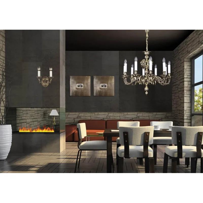 Candelabru Alama, Cristale, Bohemia, E14, L301091, Crystal