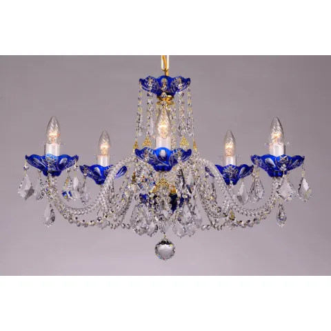 Candelabru Cristale, Bohemia, E14, LL010CH05-BLUE-SP, Crystal