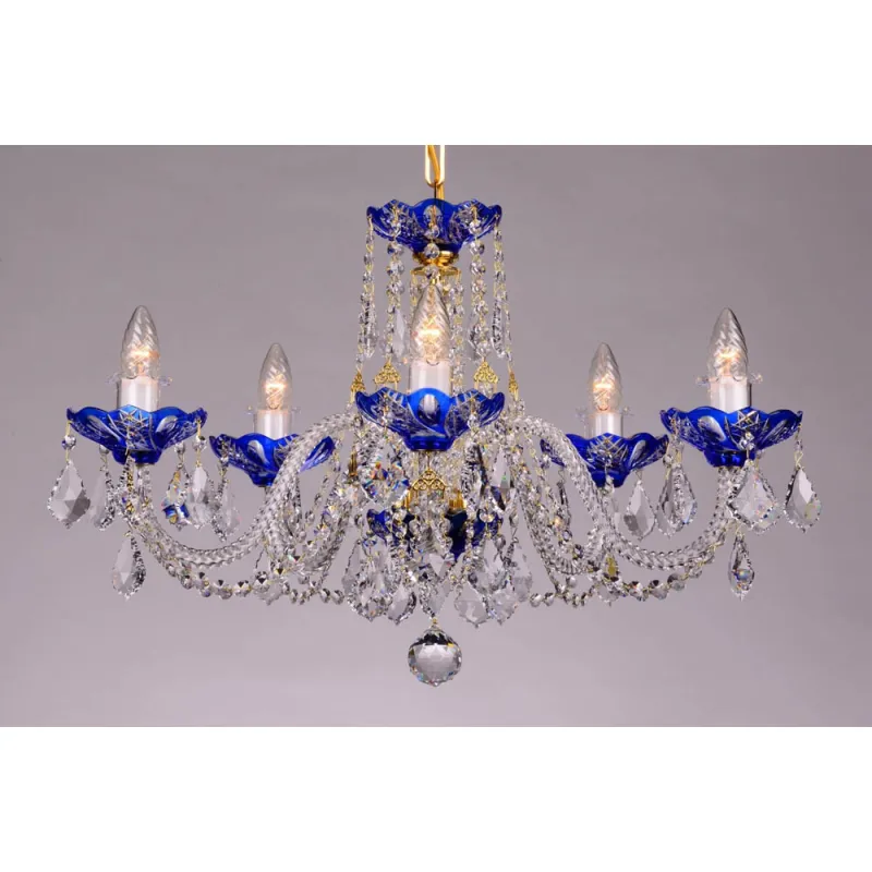 Candelabru Cristale, Bohemia, E14, LL010CH05-BLUE-SP, Crystal