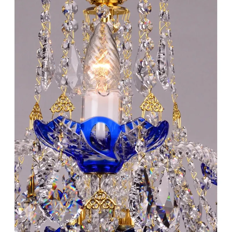 Candelabru Cristale, Bohemia, E14, LL010CH05-BLUE-SP, Crystal