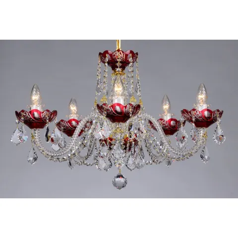 Candelabru Cristale, Bohemia, E14, LL010CH05-RED-SP, Crystal