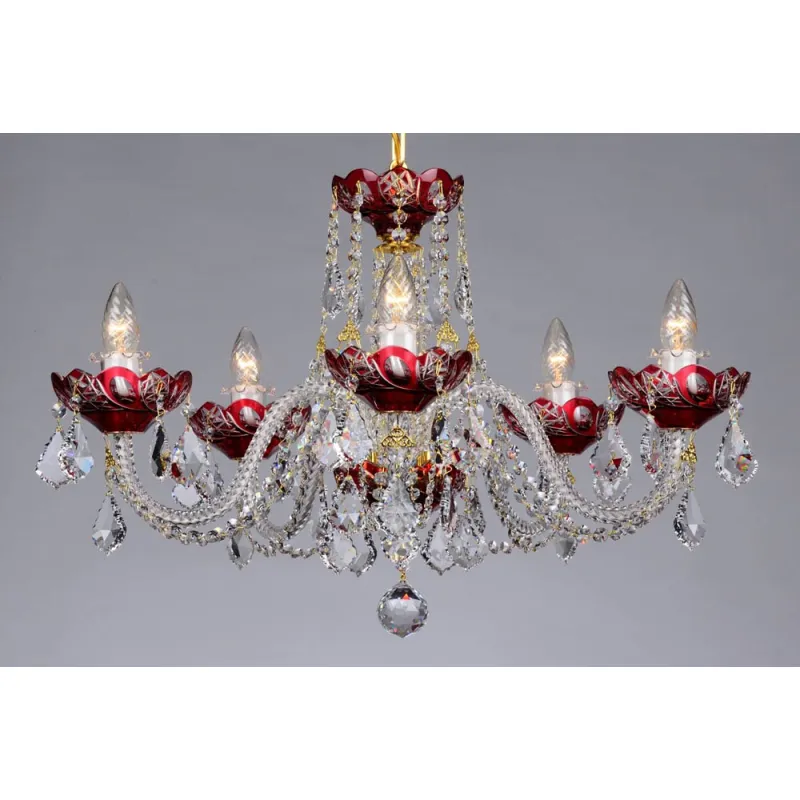 Candelabru Cristale, Bohemia, E14, LL010CH05-RED-SP, Crystal