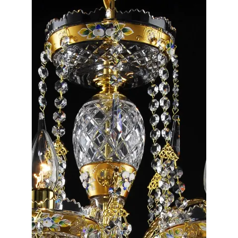 Candelabru Cristale, Bohemia, E14, LL010CH08-CRYSTAL-GOLD, Crystal