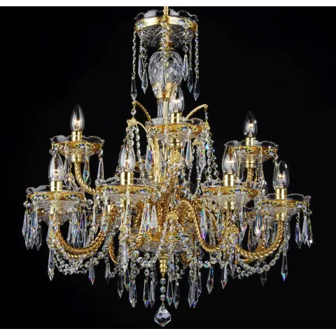 Candelabru Cristale, Bohemia, E14, LL010CH12-CRYSTAL-GOLD, Crystal