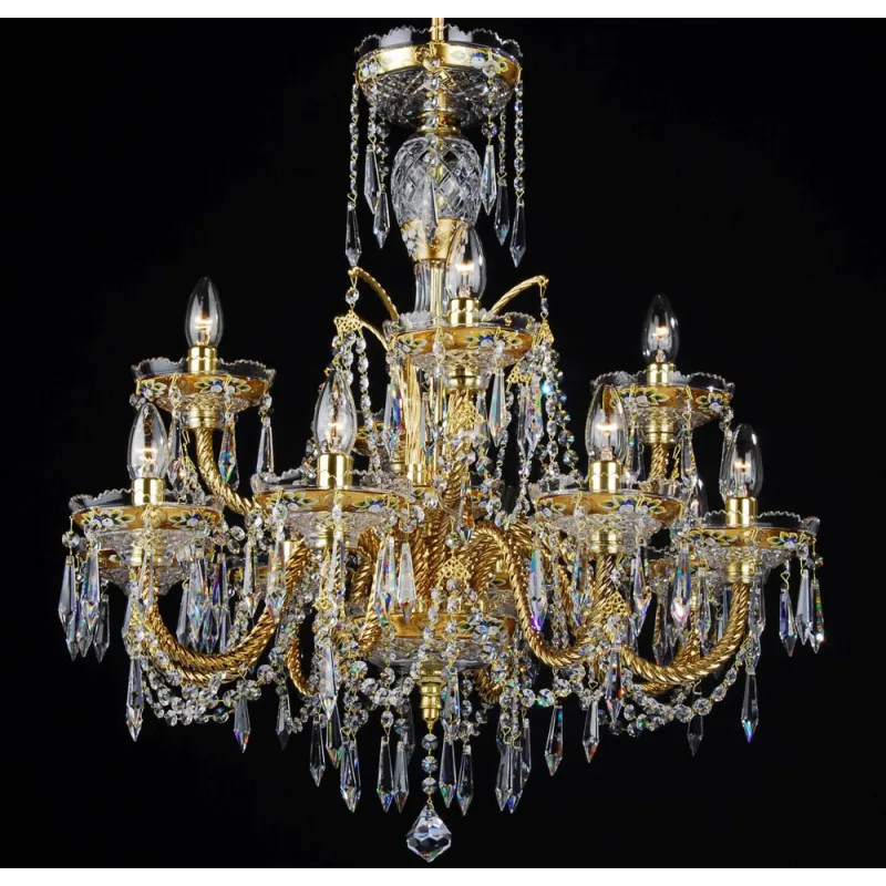 Candelabru Cristale, Bohemia, E14, LL010CH12-CRYSTAL-GOLD, Crystal