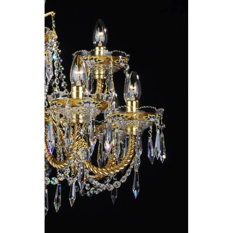 Candelabru Cristale, Bohemia, E14, LL010CH12-CRYSTAL-GOLD, Crystal