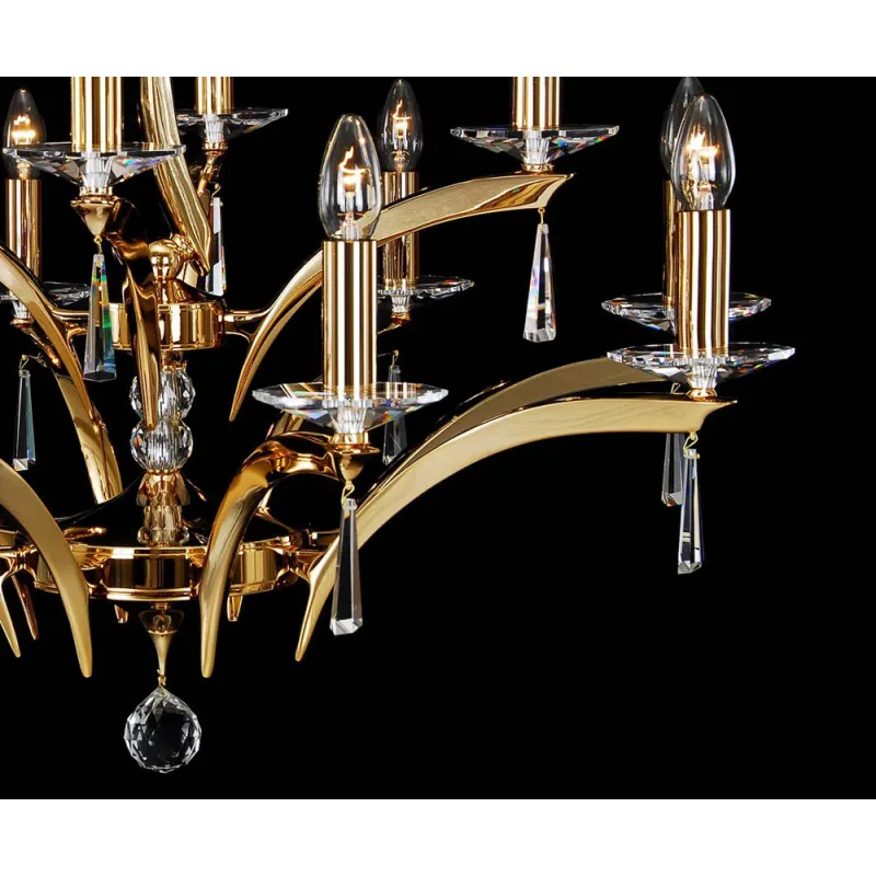Candelabru Alama, Cristale, Bohemia, E14, LL010CH12, Crystal