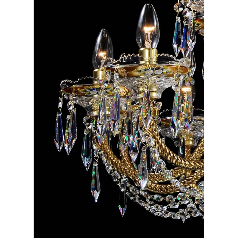 Candelabru Cristale, Bohemia, E14, LL010CH18-CRYSTAL-GOLD, Crystal