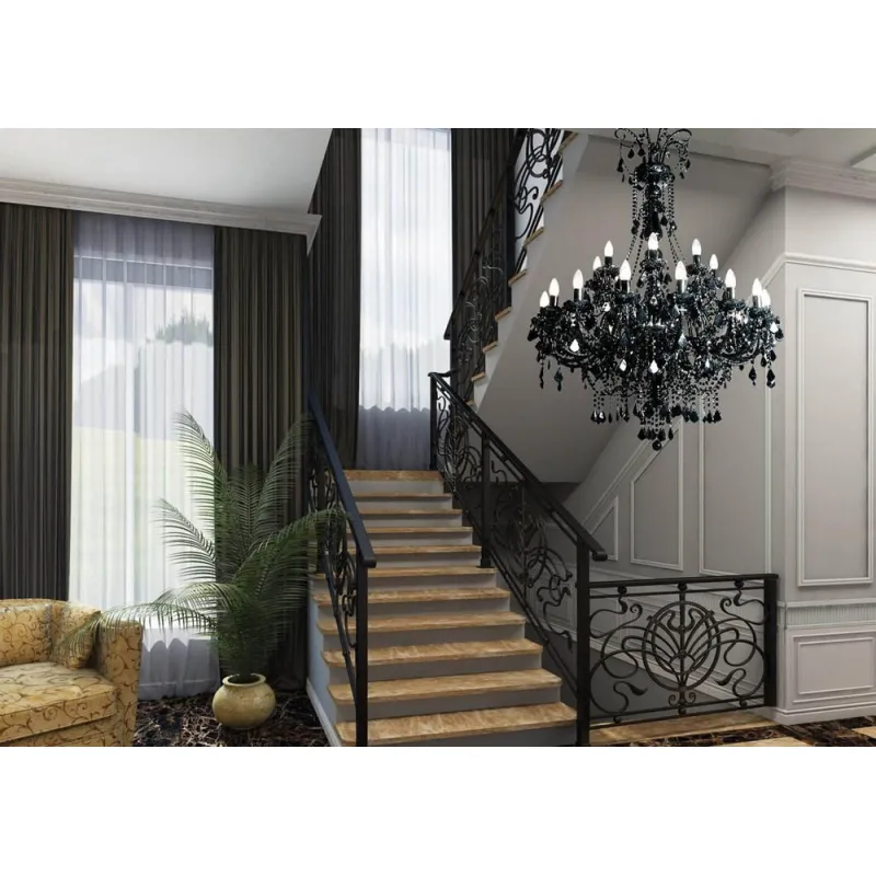 Candelabru Cristale, Negru, Bohemia, E14, TX010840080024, Crystal
