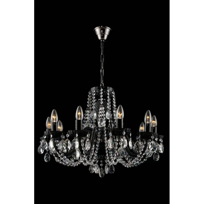Candelabru Cristale, Negru, Bohemia, E14, TX010852084010, Crystal