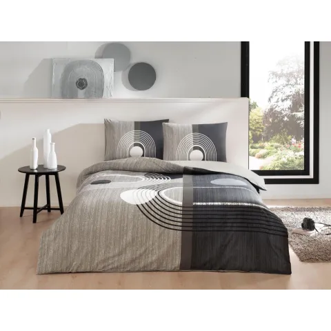 Lenjerie pat dubla Ranforce cu Elastic, 4 piese, 220cm x 240cm, Alex Gri Tac Turcia