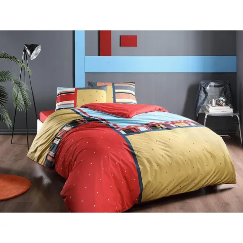 Lenjerie pat dubla Ranforce cu Elastic, 4 piese, 220cm x 240cm, Dexter Tac Turcia