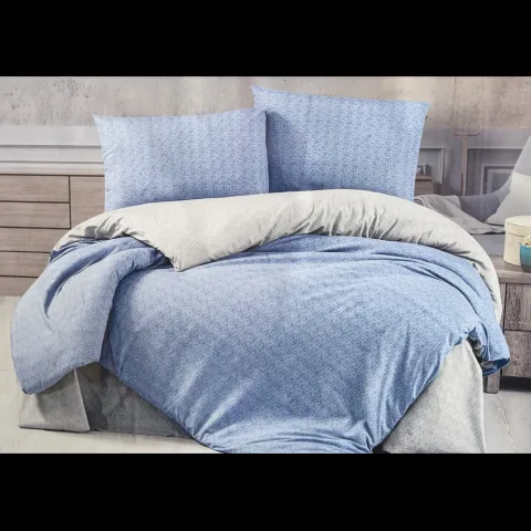 Lenjerie pat dubla, 4 piese, 220cm x 240cm, Albastru LB70A4PI