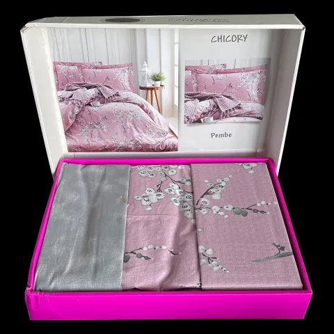 Lenjerie pat dubla, 6 piese, 220cm x 240cm, Roz LB100CHI6R