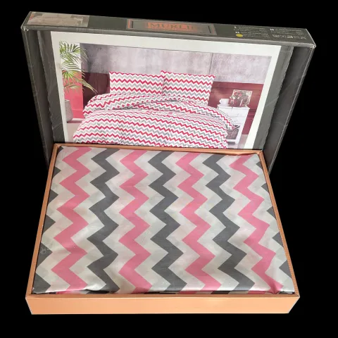 Lenjerie pat dubla, 4 piese, 220cm x 240cm, Dungi Zig-Zag LB70R4ZZ