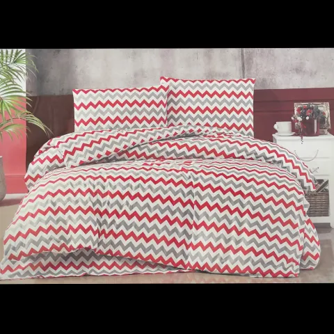 Lenjerie pat dubla, 4 piese, 220cm x 240cm, Dungi Zig-Zag LB70R4ZZ