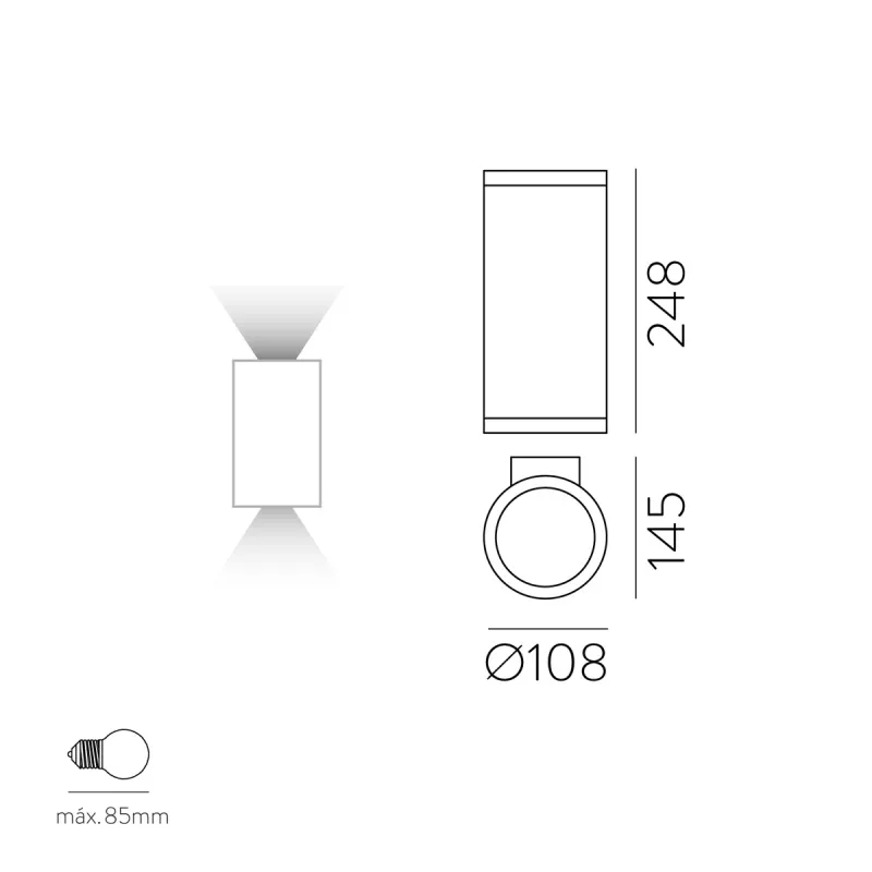 Aplica Exterior Nori A20442GR ACB E27, Antracit, Spania