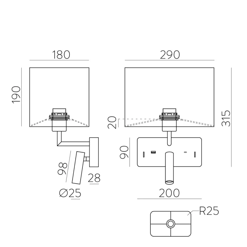 Aplica Dormitor Romeo A3971081N ACB LED, Negru, Spania