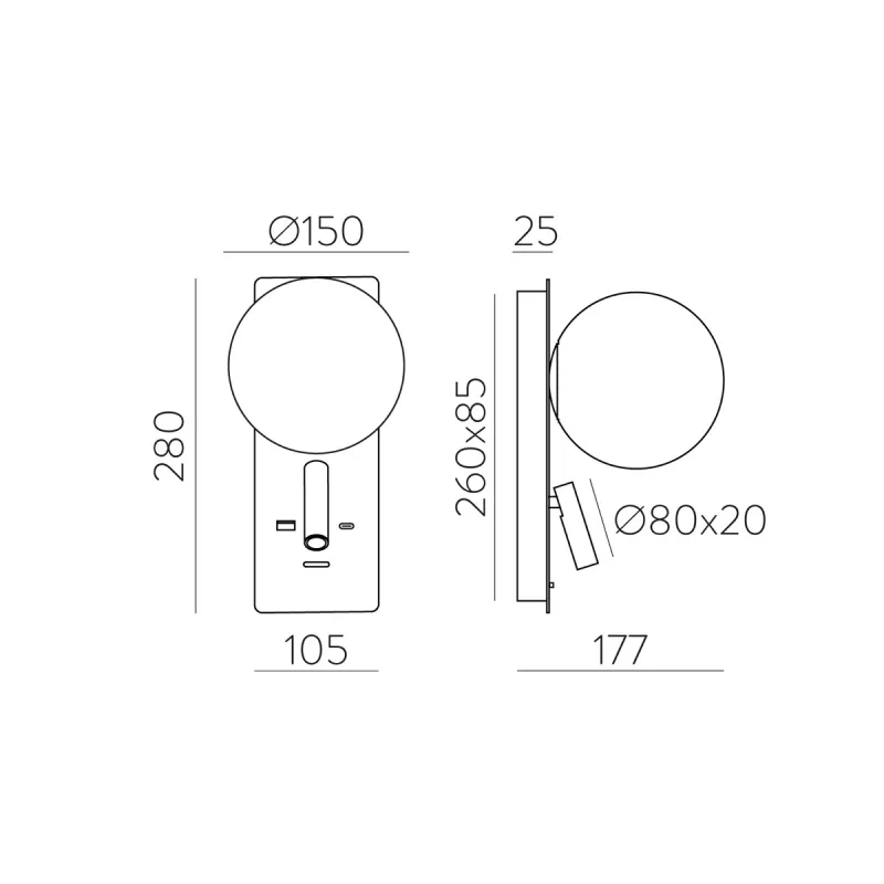 Aplica Kin A8169290NM ACB LED, Nichel, Spania