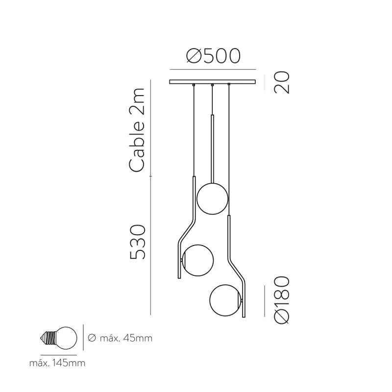 Suspensie Maui C81633O ACB E27, Opal, Spania
