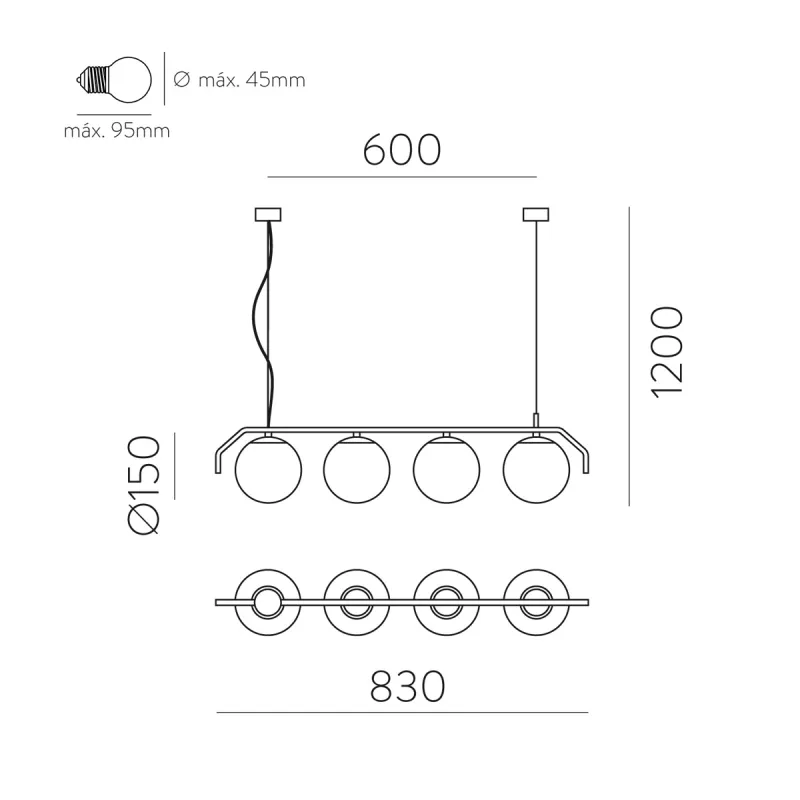 Suspensie Maui C81634O ACB E27, Opal, Spania