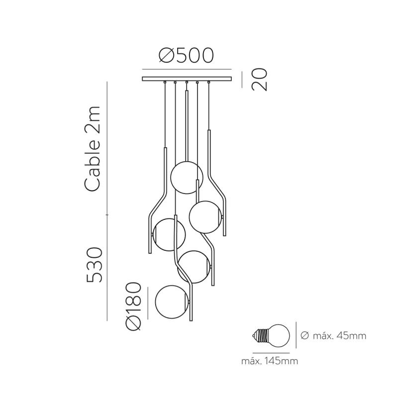 Suspensie Maui C816352N ACB E27, Opal, Spania