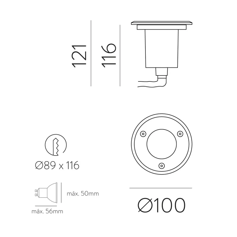 Spot Exterior Incastrat Nemo E204710IN ACB GU10, Spania