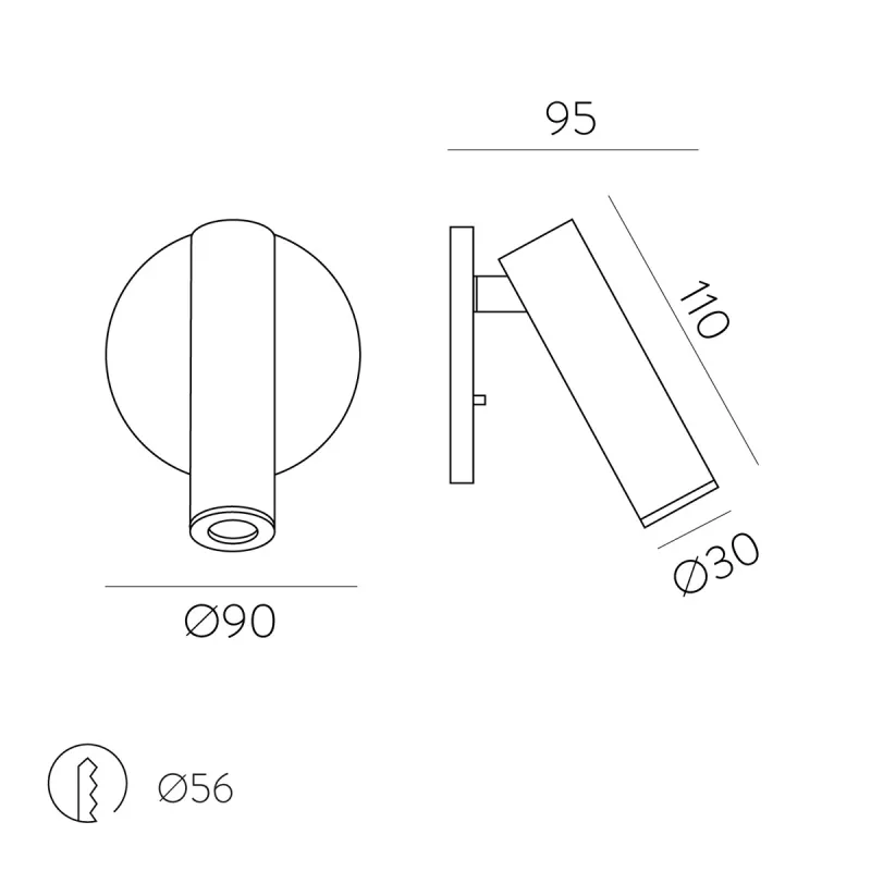 Aplica Dormitor Atria E3925000N ACB LED, Negru, Spania
