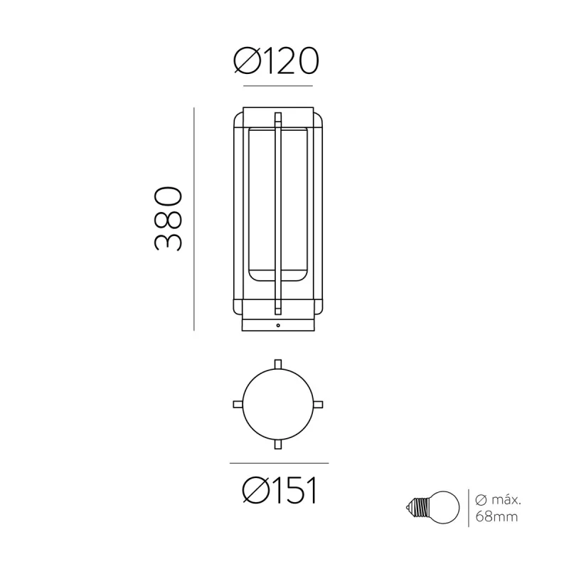Aplica Exterior Vega H2079080GR ACB E27, Antracit, Spania