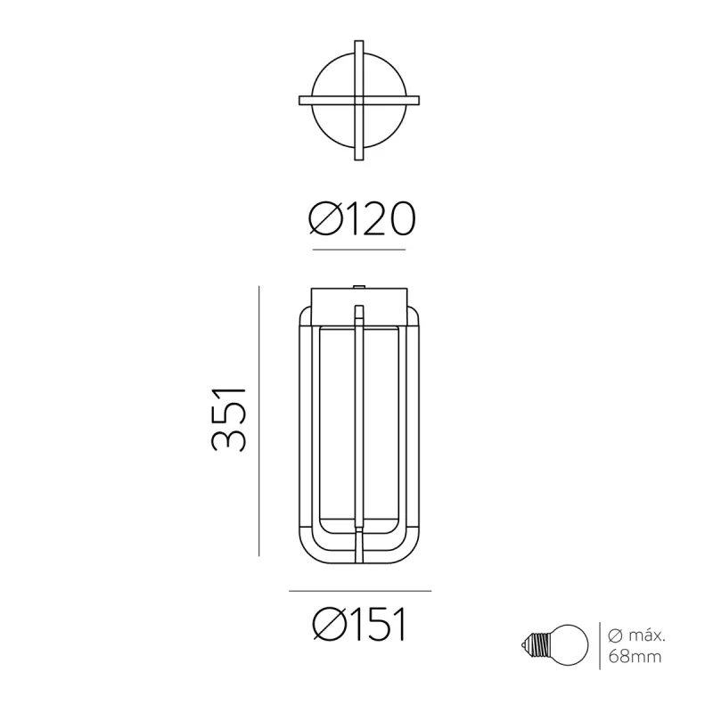Aplica Exterior Vega P2079080GR ACB E27, Antracit, Spania