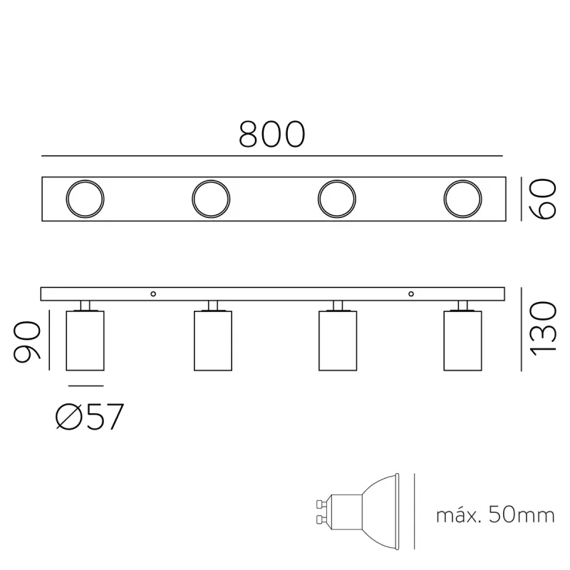 Lustra Spot Gina P3874R40B ACB GU10, Alb, Spania