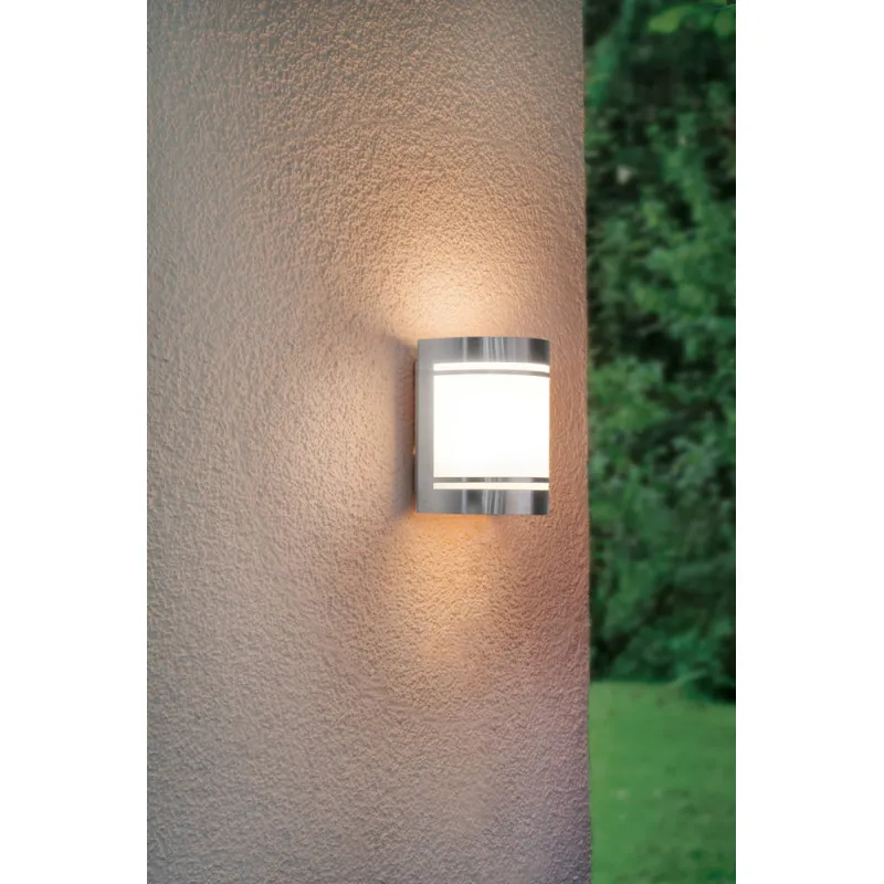 Aplica Exterior Eglo Cerno 30191, E27 1X40W Ip44, Sticla Satinata, Inox