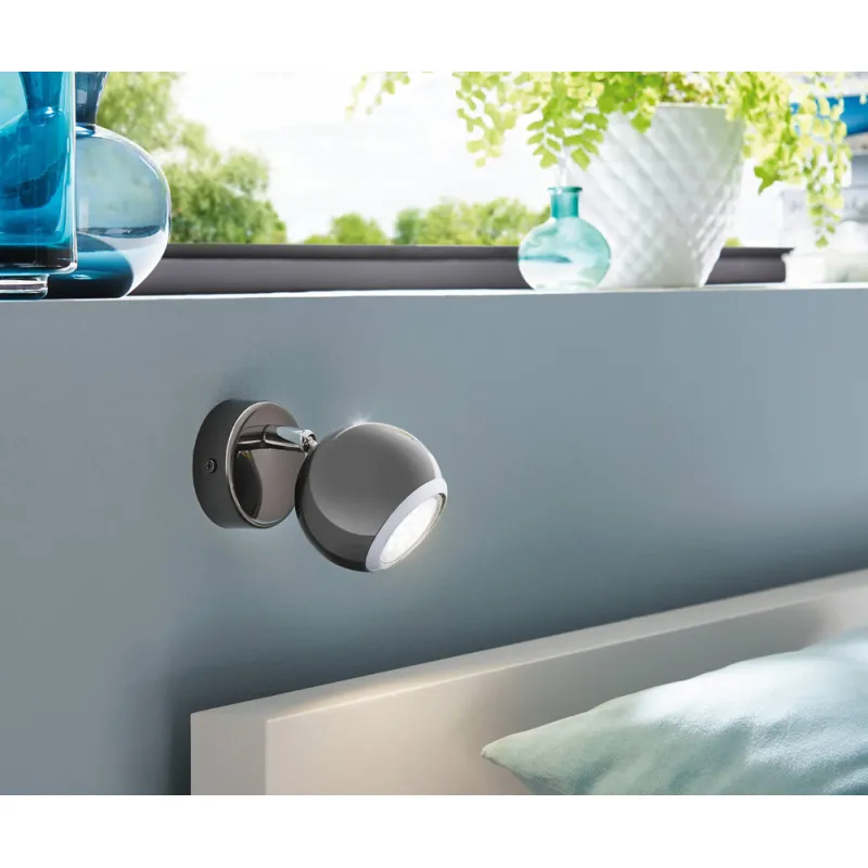 Aplica Eglo Bimeda 31005, Gu10 1X3W 3000K Ø70Mm, Otel, Nichel Nero, Crom