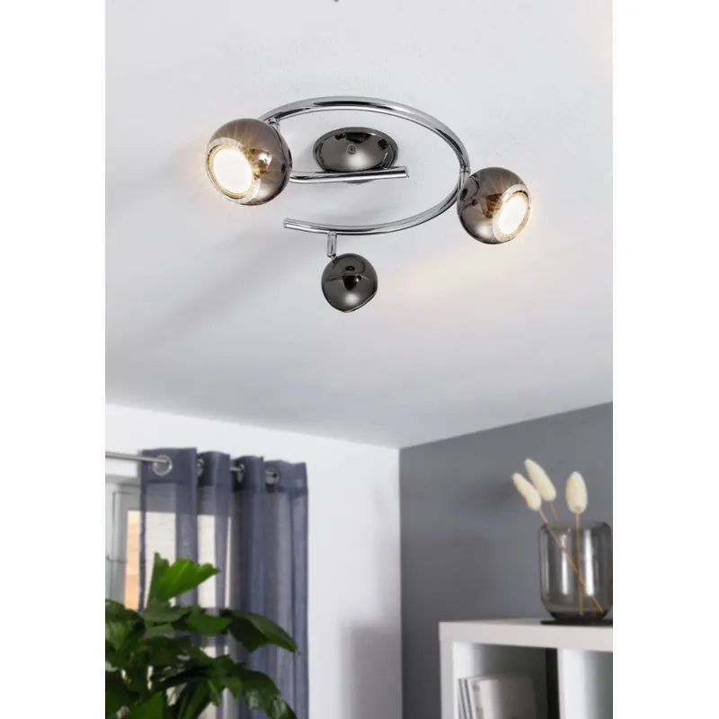 Plafoniera Eglo Bimeda 31007, Gu10 3X3W 3000K, Otel, Crom, Nichel Nero