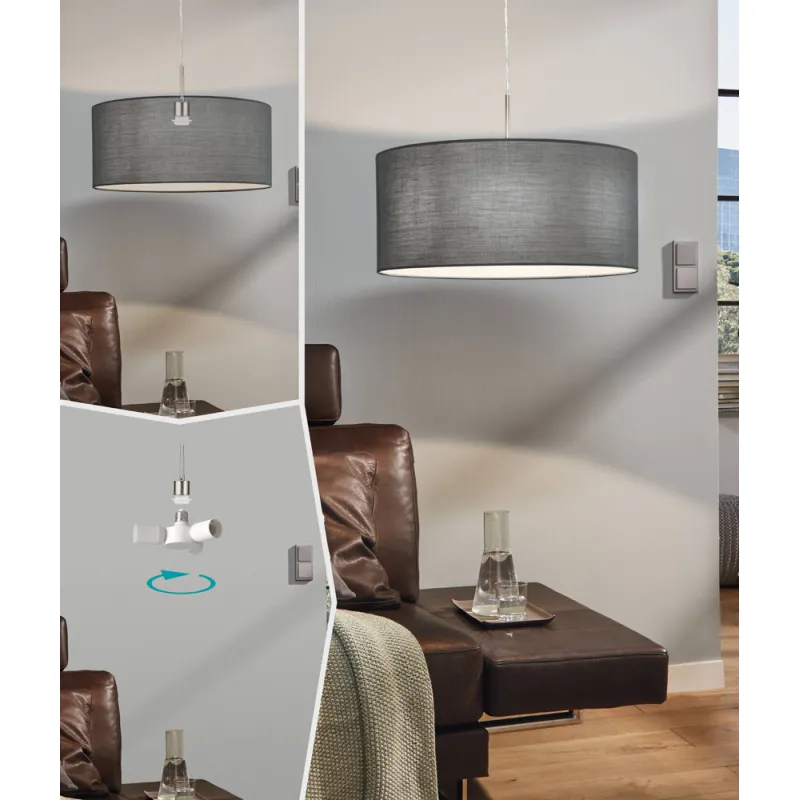 Pendul Eglo Pasteri 31577, E27 1X60W Ø530Mm, Gri