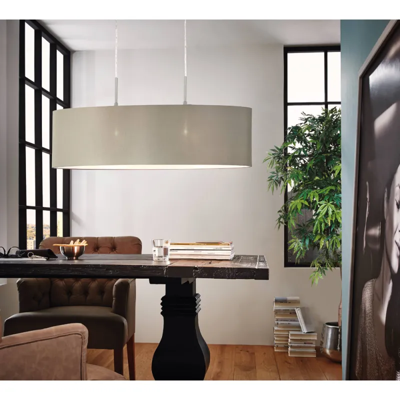 Suspensie Eglo Pasteri 31581, E27 2X60W, Textil, Gri Maroniu