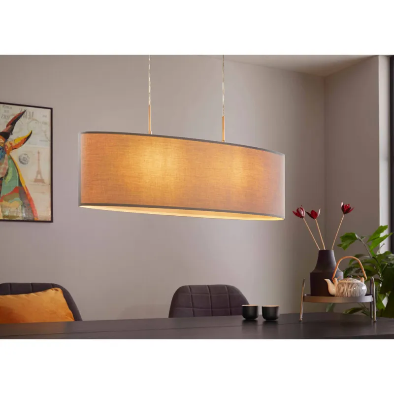 Suspensie Eglo Pasteri 31582, E27 2X60W, Textil, Gri