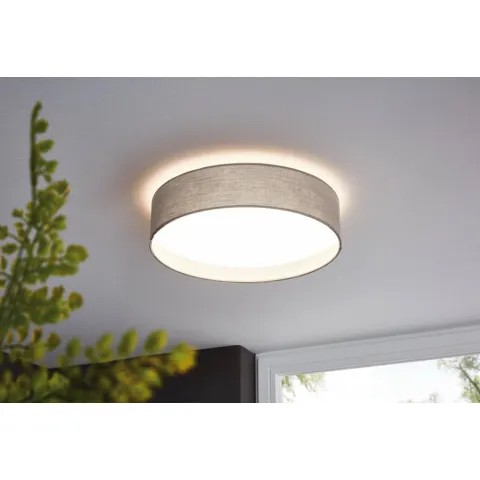 Plafoniera Eglo Pasteri 31589, Led 11W 950Lm 3000K Ø320Mm, Textil, Gri Maroniu