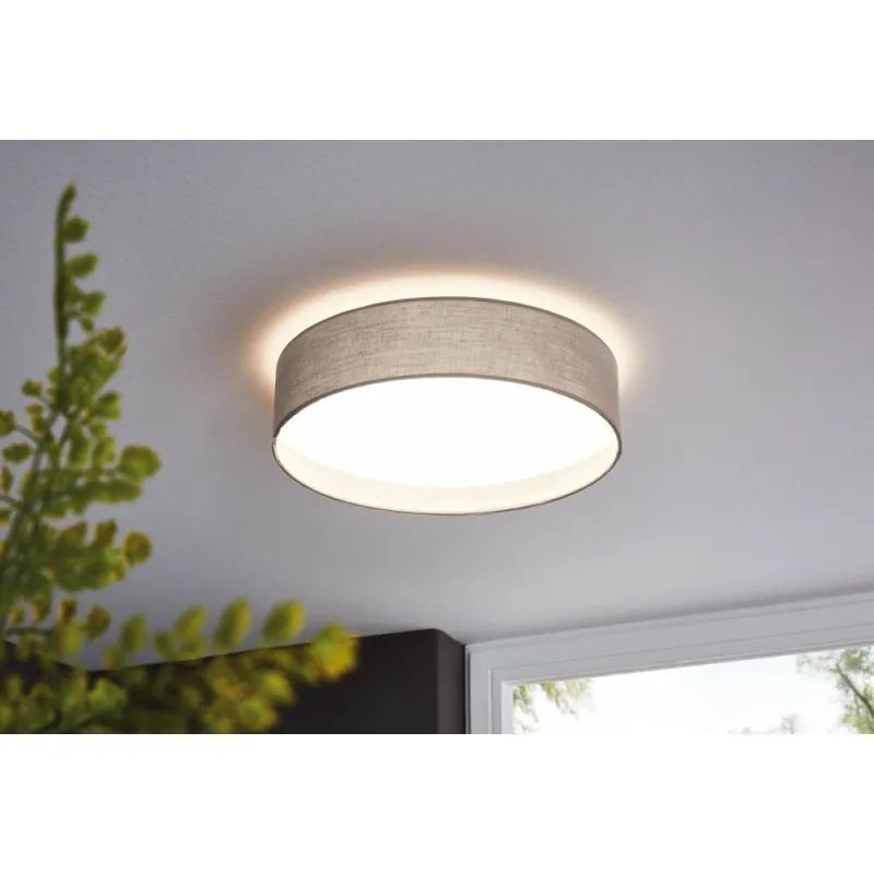 Plafoniera Eglo Pasteri 31589, Led 11W 950Lm 3000K Ø320Mm, Textil, Gri Maroniu
