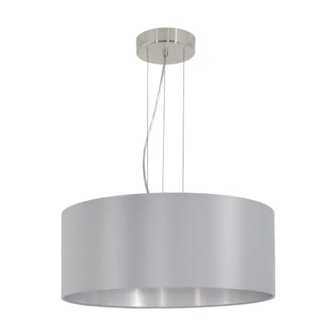 Suspensie Eglo Maserlo 31606, E27 3X60W Ø530Mm, Textil, Argintiu, Gri