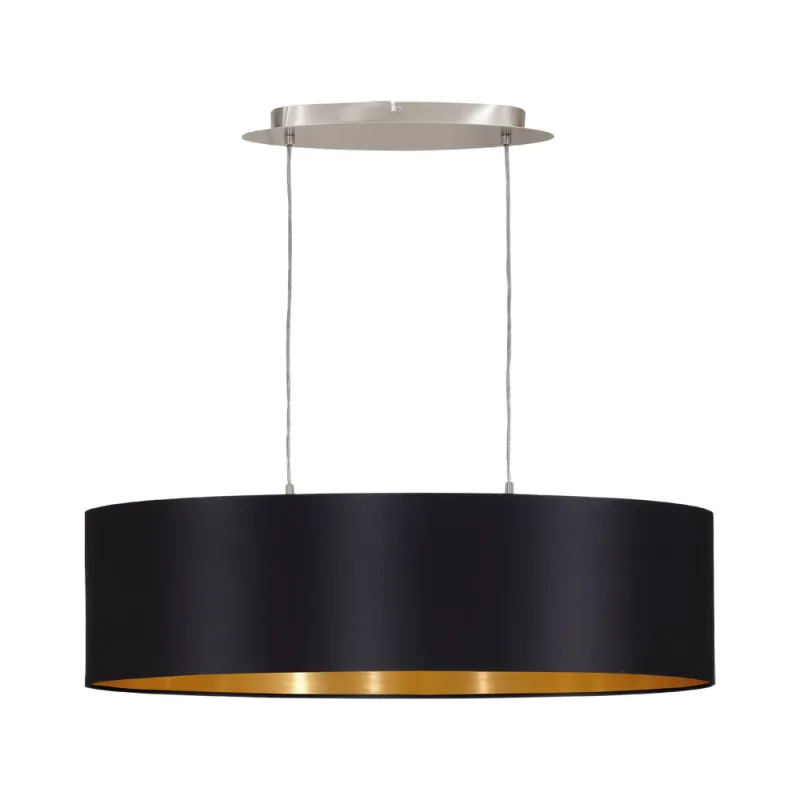 Suspensie Eglo Maserlo 31611, E27 2X60W, Textil, Auriu, Negru
