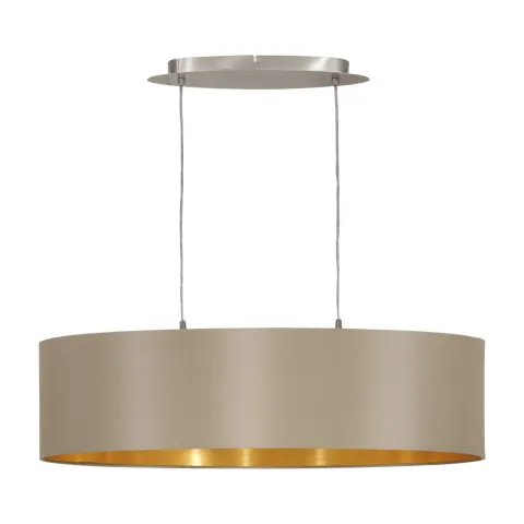 Suspensie Eglo Maserlo 31613, E27 2X60W, Textil, Gri Maroniu, Auriu