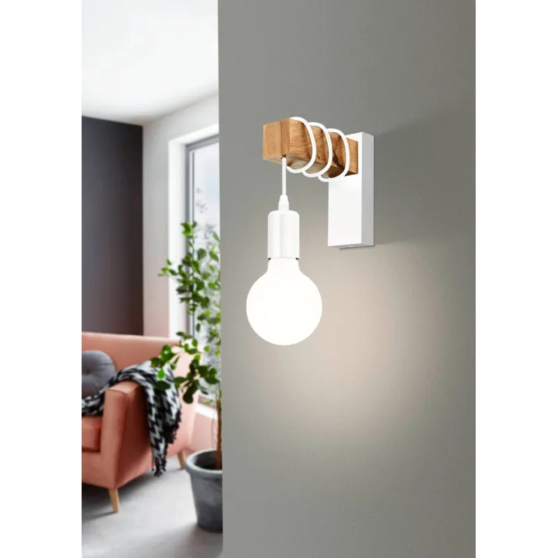 Aplica Vintage Eglo Townshend 33162, E27 1X10W, Lemn, Maro