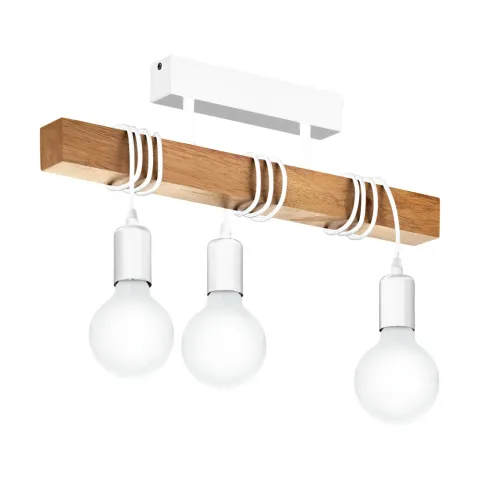 Plafoniera Vintage Eglo Townshend 33166, E27 3X60W, Lemn, Maro