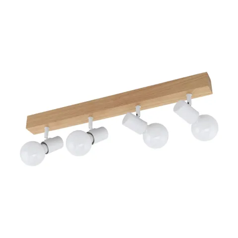 Plafoniera Vintage Eglo Townshend 3 33172, E27 4X60W, Lemn, Maro, Alb