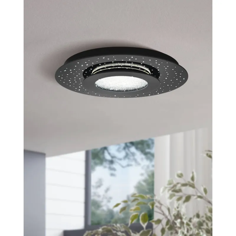 Plafoniera Eglo Azurreka 33711, Led 24W 2700Lm 3000K Ø500Mm, Cristal, Negru