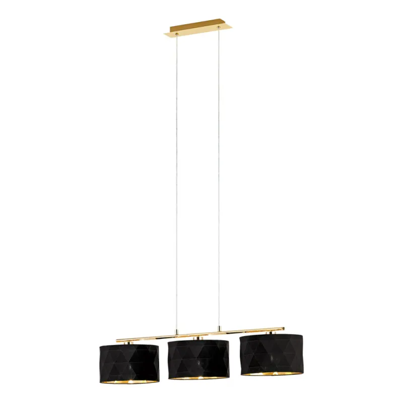 Suspensie Eglo Dolorita 39225, E27 3X60W, Textil, Auriu, Negru