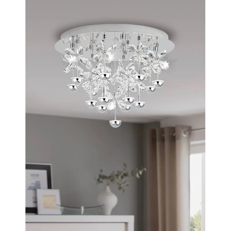 Plafoniera Eglo Pianopoli 39245, Led 15X1.8W 3225Lm 3000K Ø500Mm, Cristal, Transparent